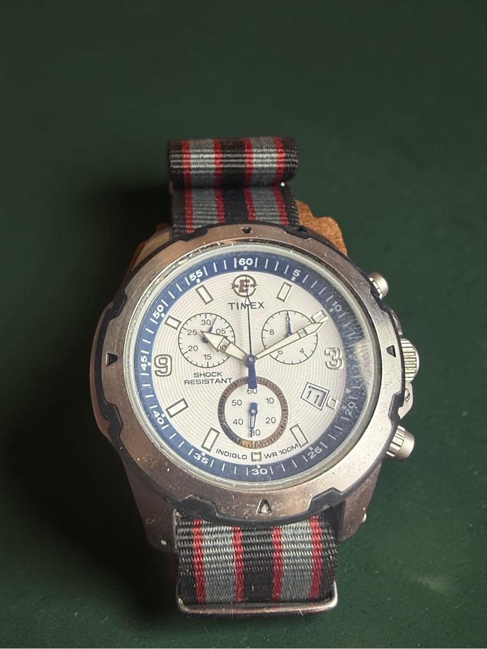 Timex Expedition Chronograph T49781 Men’s Watch Indiglo 100M Blue White Quartz